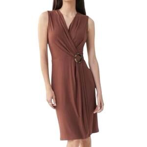 Joseph Ribkoff Ring Ornament Sleeveless Sheath Dress in Brown Size 6